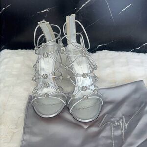 Giuseppe Zanotti Silver Embellished Heels